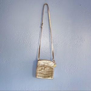 Brahmin 
Gold Croc Leather Crossbody Purse